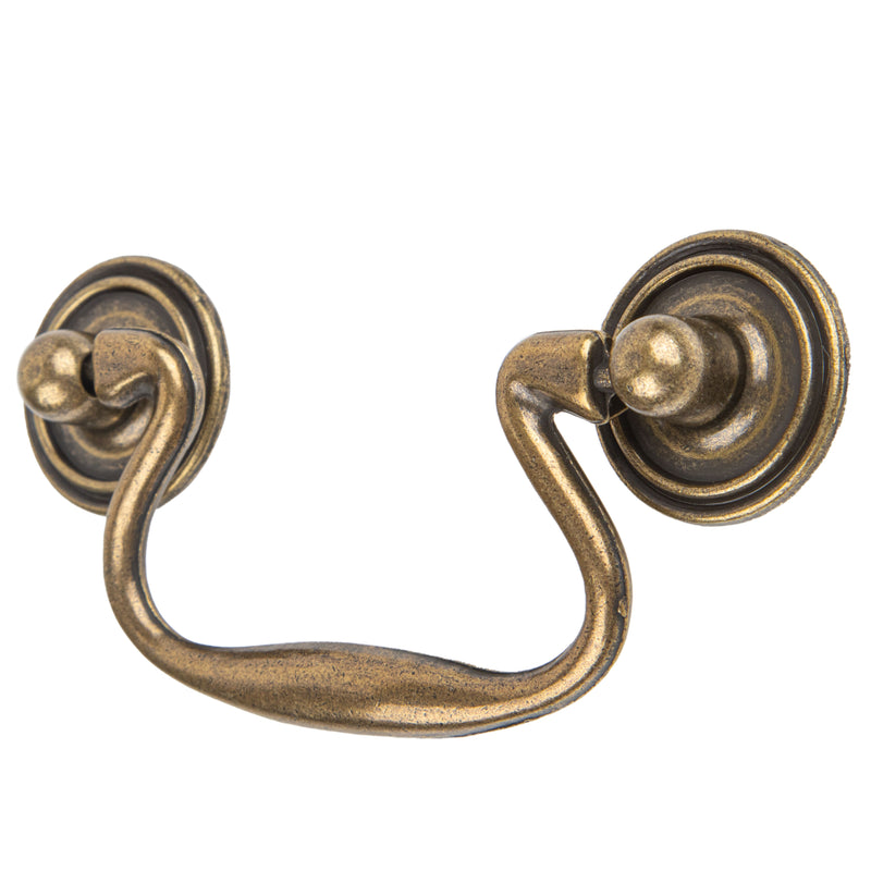 Classic Style Swan-Neck Antique English Drawer Bail Pull | Centers: 3"