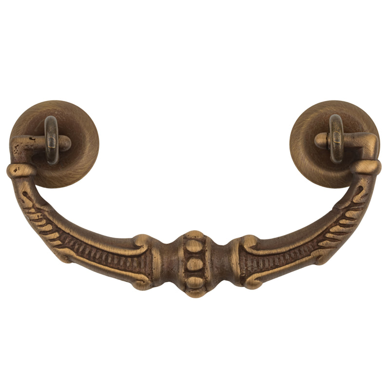 Classic Era Style Heavy Antiqued Brass Drawer Bail Pull | Centers: 3"