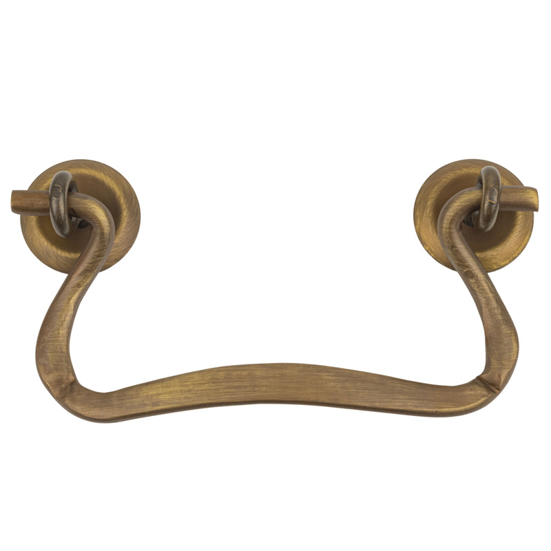 Victorian Swan-Neck Antiqued Brass Drawer Bail Pull | Centers: 3"