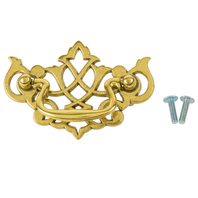 Chippendale Satin Brass Drawer Bail Pull | Centers: 2-1/2"