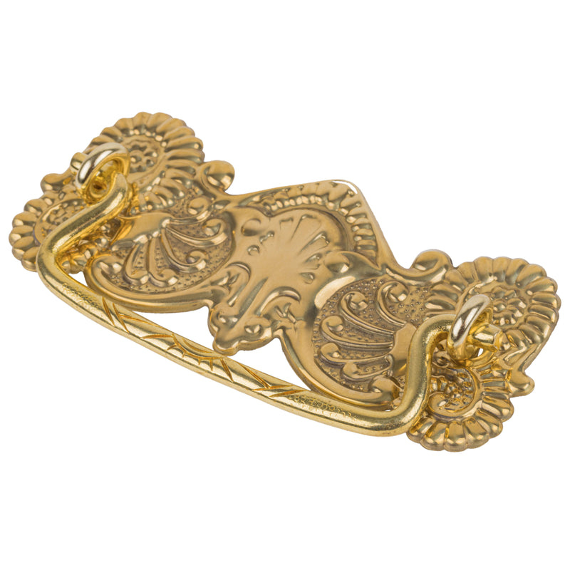 Ornate Victorian Era Solid Brass Drawer Bail Pull | Centers: 3"