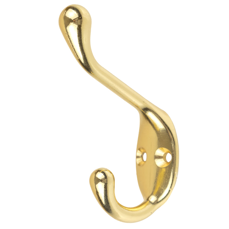 Brass Plated Heavy Duty Hat and Coat Hook | 3-1/2" x 1/2"