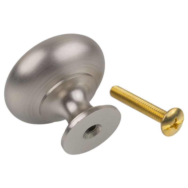 Heavy-Duty Brushed Nickel Plated Drawer or Door Knob | Diameter: 1-1/4"