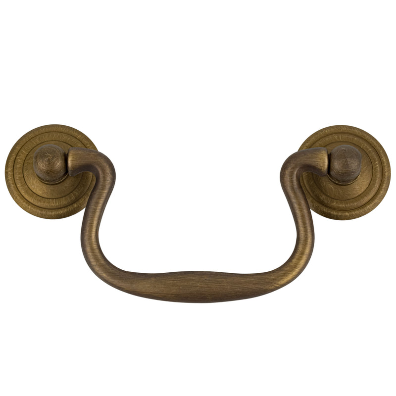 Antique Brass Swan-Neck Drawer Bail Pull | Centers: 3"
