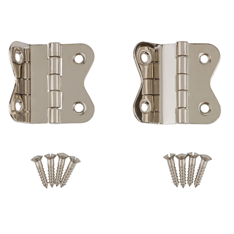Nickel Plated Offset Hoosier Type Cabinet Butterfly Hinges | 1 5/8" Wide x 1 1/2" High