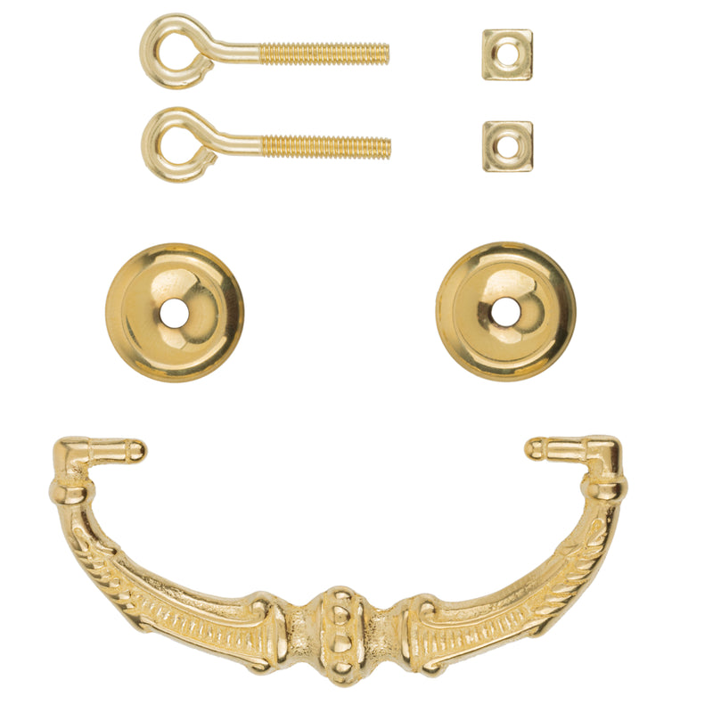 Classic Era Style Heavy Cast Brass Drawer Bail Pull | Centers: 3"