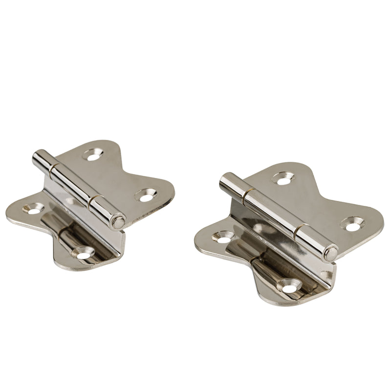 Large Nickel Plated Offset Hoosier Type Cabinet Butterfly Hinge | 1 3/4" Wide x 2" High