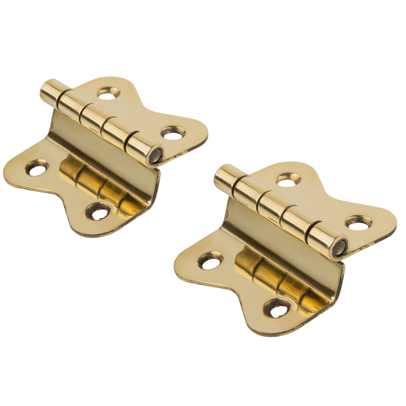 Brass Offset Hoosier Type Cabinet Butterfly Hinges | 1 5/8" Wide x 1 1/2" High