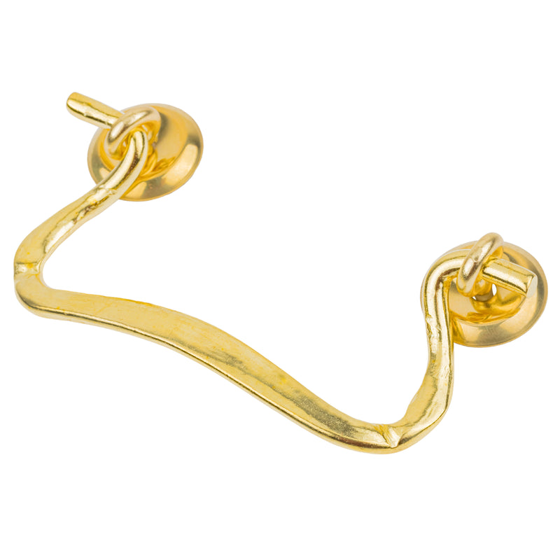 Swan-Neck Victorian Cast Brass Drawer Bail Pull | Centers: 3"