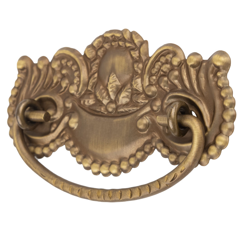 Victorian Period Beaded Edge Antiqued Brass Drawer Bail Pull | Centers: 3"