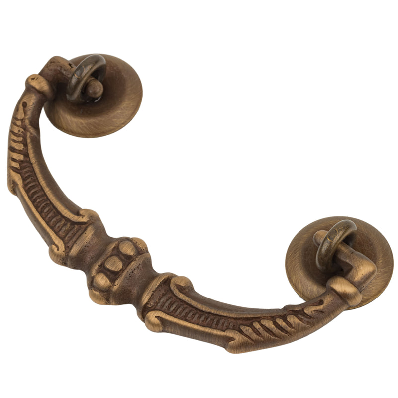 Classic Era Style Heavy Antiqued Brass Drawer Bail Pull | Centers: 3"
