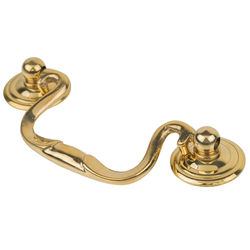 Queen Anne Cast Brass Swan-Neck Drawer Bail Pull | Centers: 3"