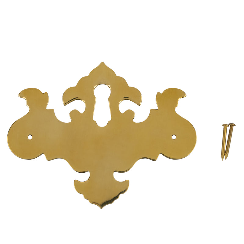 Chippendale Stamped Brass Decorative Keyhole Cover | 3-1/8" x 2-1/2"