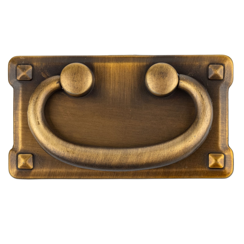 Large Horizontal Mission Antique Brass Finished Drawer Bail Pull | Centers: 3"
