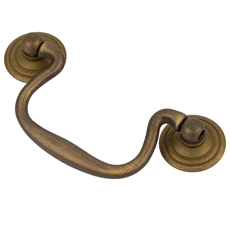 Antique Brass Swan-Neck Drawer Bail Pull | Centers: 3"