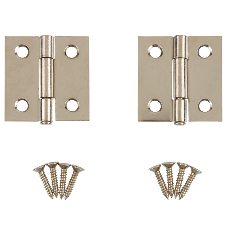 Nickel Plated Butt Hinge with Removable Pin | 1-1/2" High x 1-1/2" Wide