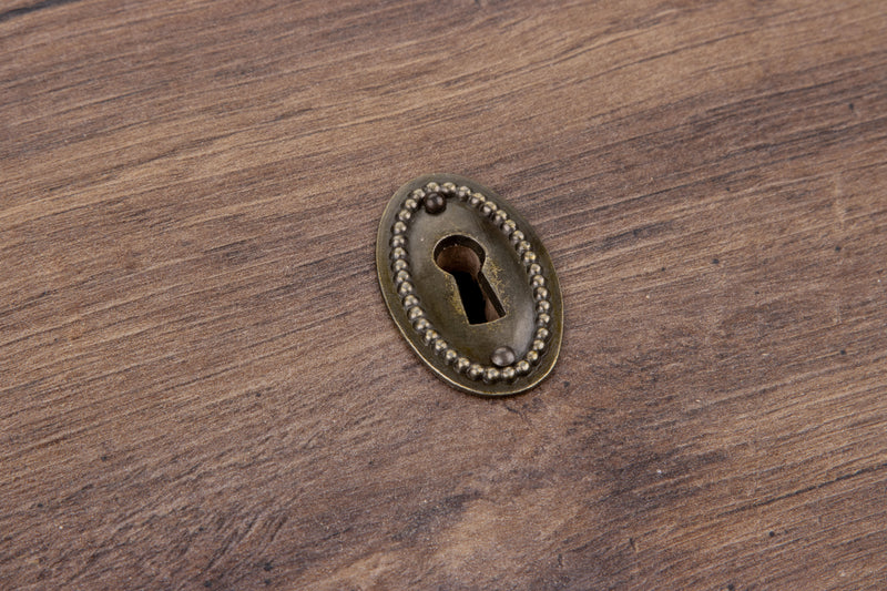 Oval Antique Brass Plated Decorative Keyhole Cover | 1-1/2" x 1"