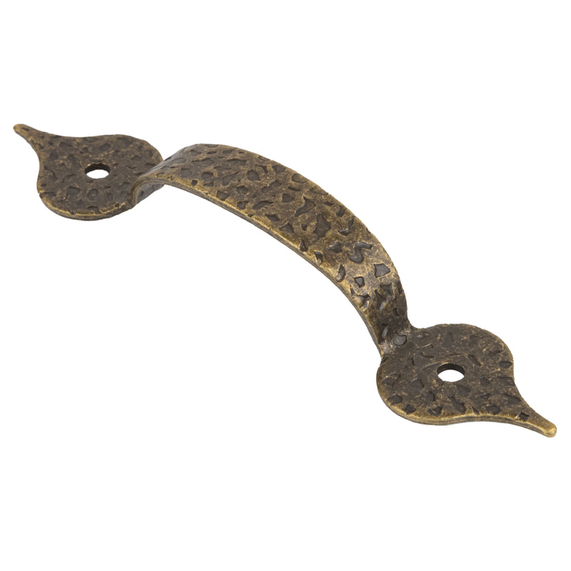 Hammered Antique Brass Finished Drawer Pull | Centers: 3-1/4"