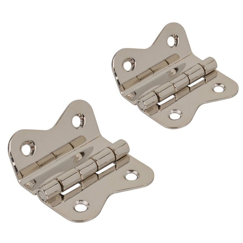 Nickel Plated Offset Hoosier Type Cabinet Butterfly Hinges | 1 5/8" Wide x 1 1/2" High