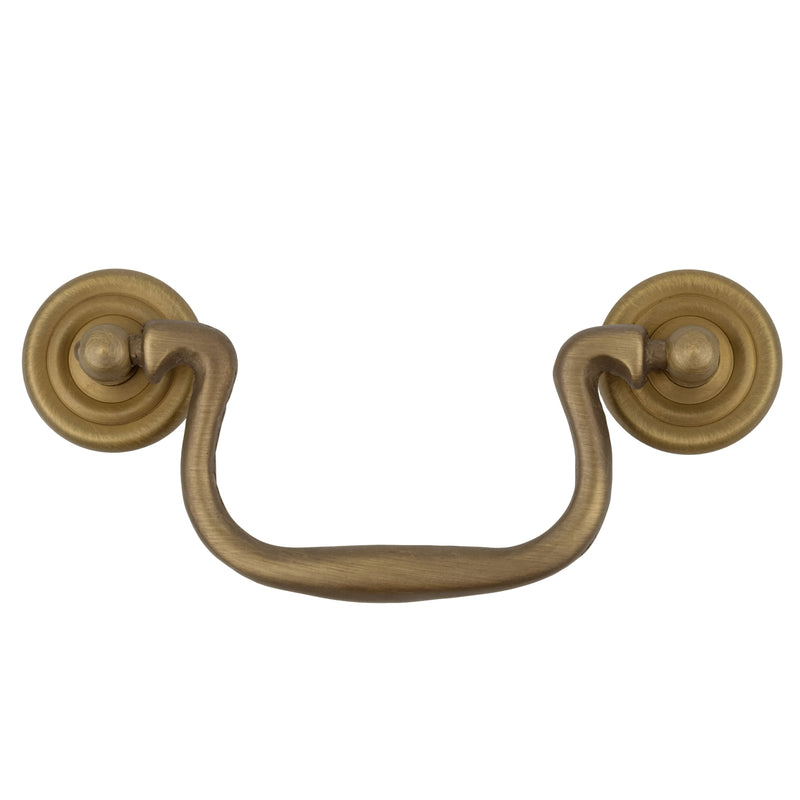 Antique Brass Swan-Neck Drawer Bail Pull | Centers: 3-1/2"