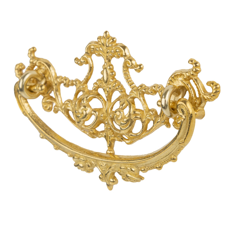 Elegant Victorian Cast Brass Drawer Bail Pull | Centers: 3"