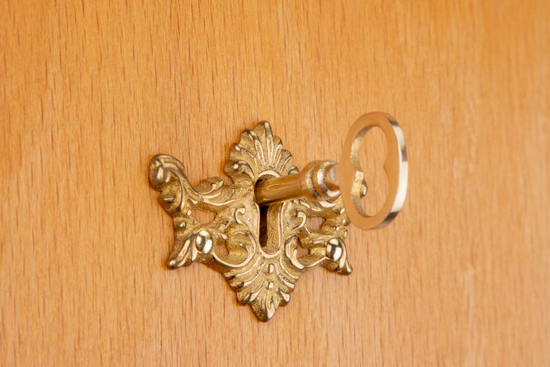 Ornamental Unfinished Solid Brass Keyhole Cover | 2" x 1-7/16"
