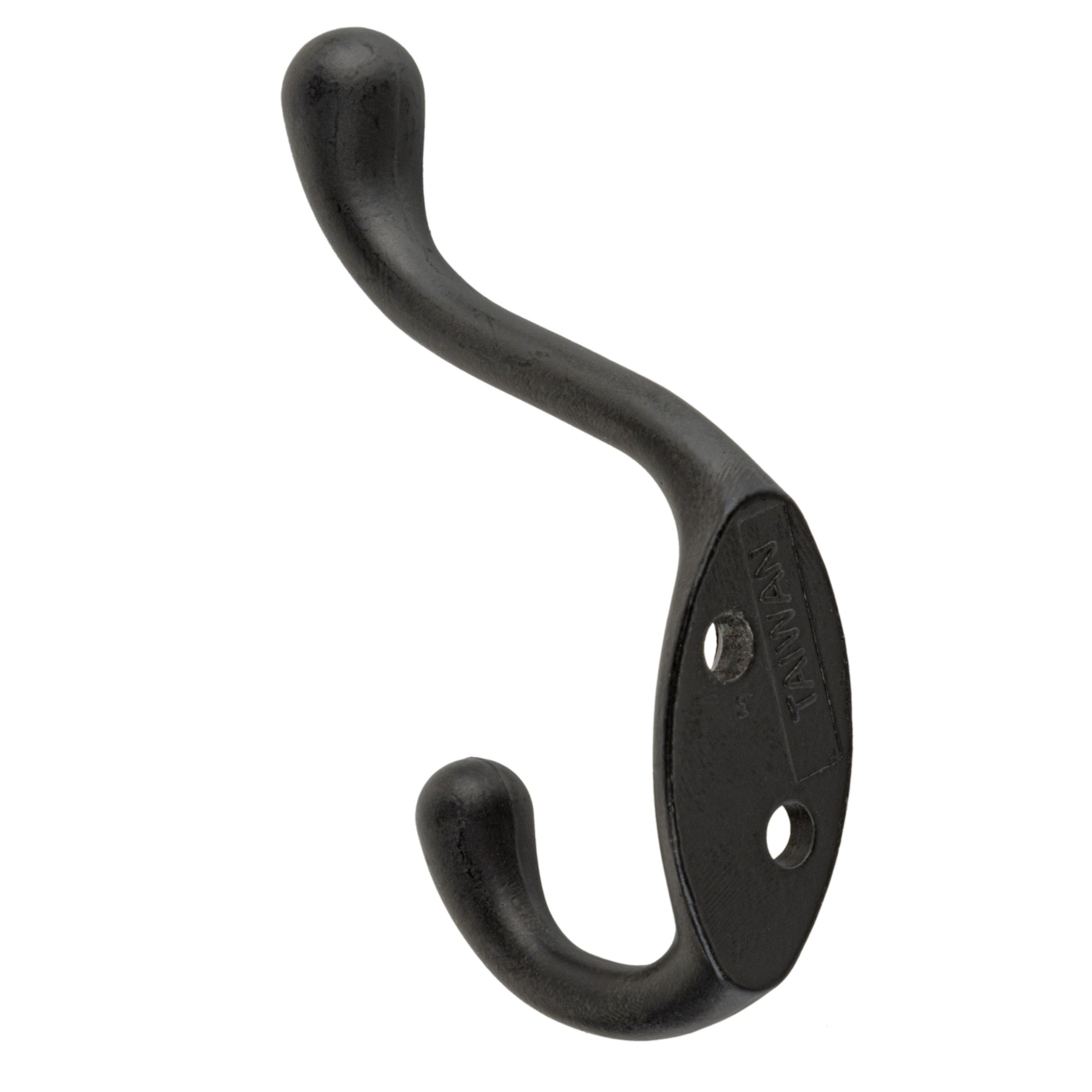Black Finished Heavy Duty Double Hat and Coat Hook | 3-1/2, 5