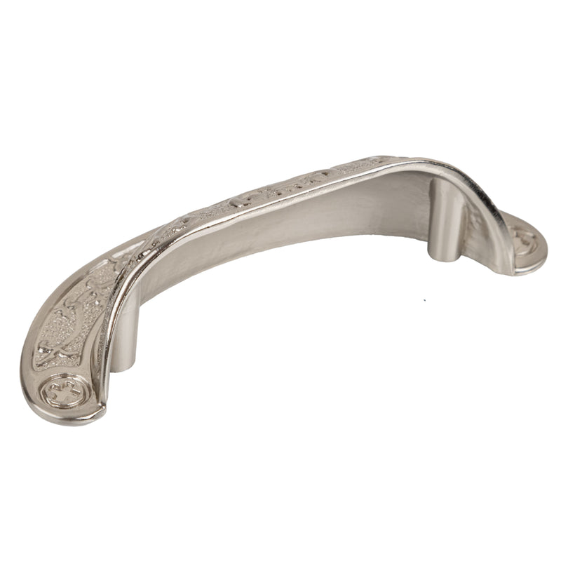 Baroque Style Brushed Nickel Finished Drawer Bin Pull | Centers: 2-1/2"