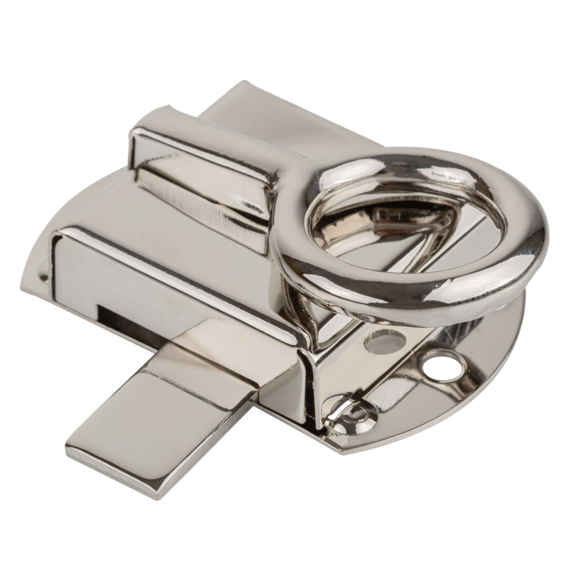 Right Hand Nickel Plated Hoosier Cabinet Ring Latch