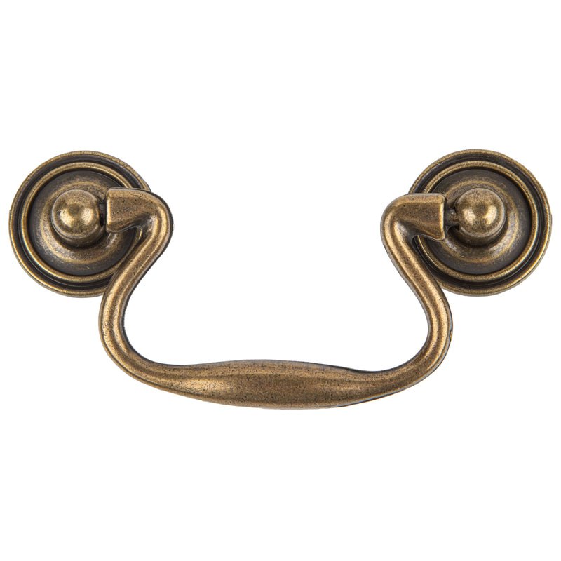 Classic Style Swan-Neck Antique English Drawer Bail Pull | Centers: 3"