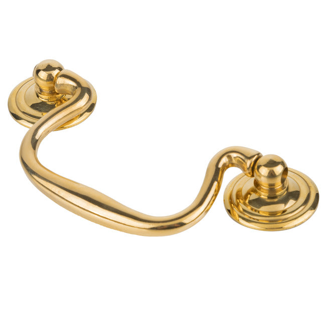 Queen Anne Style Swan-Neck Solid Brass Drawer Bail Pull | Centers: 3"